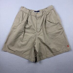 Vintage Ralph Lauren Womens 14 Tan Double Pleated Shorts USA Union Made 70s 80s